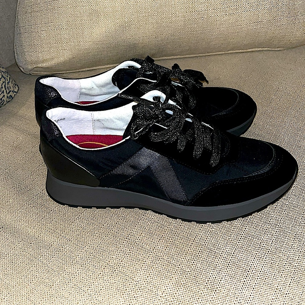 Munro Sz 10 N Black Suede/Fabric Combo Piper Leather Lace Up Sneaker Shoes NEW!